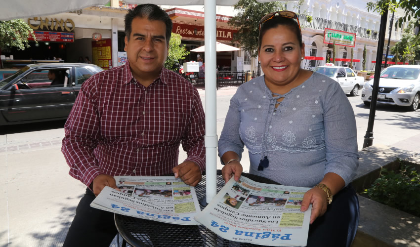 En Café San Marcos departieron Cuauhtémoc Escobedo Tejada, presidente municipal de Pabellón de Arteaga; y su esposa, Sukey Villa Nájera
