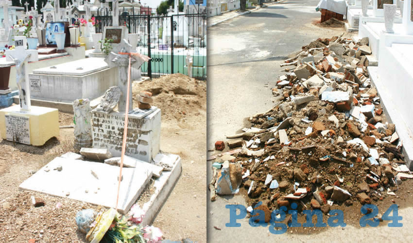 Tristísimas condiciones presenta el panteón de San Andrés, ubicado en Guadalajara, pues además de que muchas tumbas están “en las últimas”, no hay presupuesto del ayuntamiento para repararlas: son familiares de los deudos quienes deben hacer, dicen/Fotos: Francisco Tapia