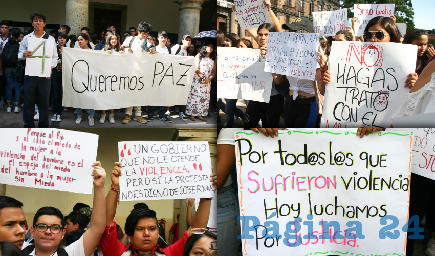 Que los policías garanticen “realmente“ la seguridad de los estudiantes, tronaron los jóvenes indignados; y que cuando ocurra un hecho, las instancias de seguridad no desestimen las denuncias y brinden el máximo apoyo, pues el lunes una joven estuvo a punto de ser violada en una casa abandonada del centro/Fotos: Francisco Tapia
