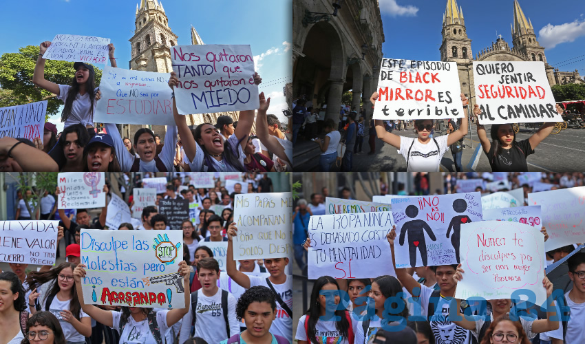 Alrededor de mil 500 estudiantes se sumaron a compañeros de la Prepa 1 de la UdeG para tronar contra la indolencia y la inacción de las autoridades, pues en los alrededores de los centros educativos son víctimas de rateros y abusadores; encima, la fiscalía no se toma en serio las denuncias: “¡Ya basta!”/Fotos: Cuartoscuro