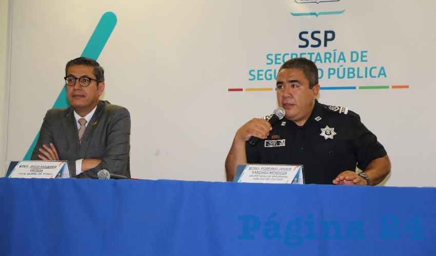Jesús Figueroa Ortega, fiscal general del Estado; y Porfirio Javier Sánchez Mendoza, titular de la SSPE (Foto: Eddylberto Luévano Santillán)
