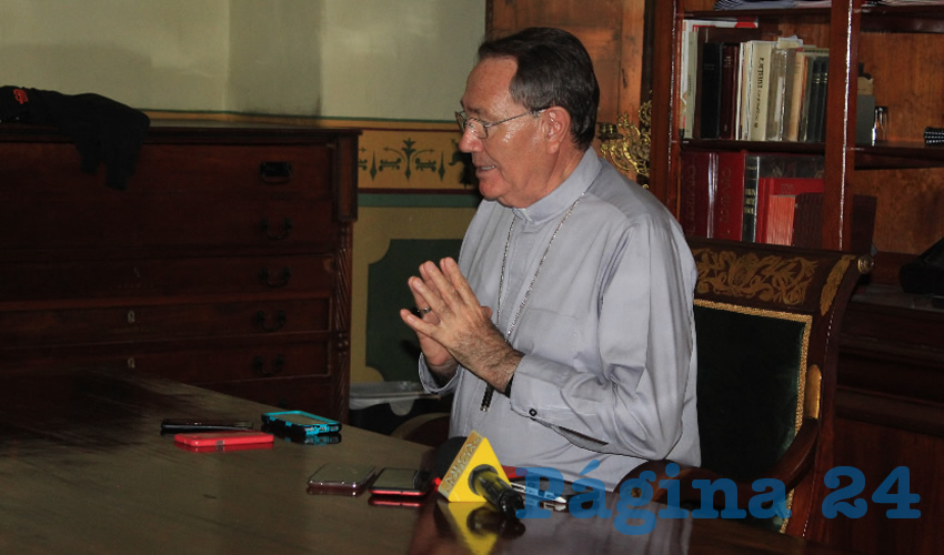 Sigifredo Noriega Barceló, obispo de la Diócesis de Zacatecas, reiteró que como representante de la iglesia católica en la entidad está completamente en desacuerdo con el aborto legal, “porque no es solución” (Foto Rocío Castro Alvarado)