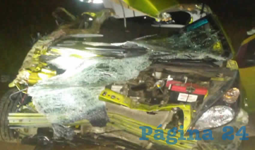 El destrozado carro que manejaba la veloz Sandra Fabiola “N” “N”