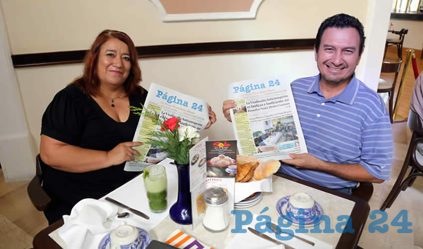 En Sanborns Francia compartieron el pan y la sal María Elena Álvarez Loera y Jesús Morquecho Valdez