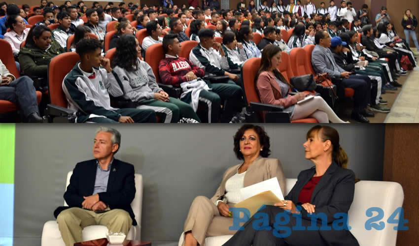 muestra fue inaugurada por la directora de la Munic, Roxana Eisenmann; la directora del Sistema Zacatecano de Radio y Televisión (Sizart), Teresa Velázquez Navarrete; y el director del Consejo Zacatecano de Ciencia Tecnología e Innovación (Cozcyt), Agustín Enciso Muñoz (Foto: Merari Martínez)