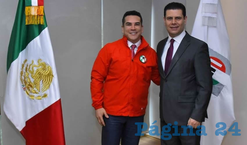 Gustavo Uribe Góngora, Presidente del CDE del PRI y Miguel Alonso Reyes, Secretario Adjunto de la Presidencia del Comité Ejecutivo Nacional priista