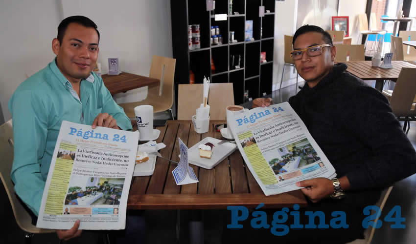 En Café Punta del Cielo departieron Miguel Alcántara Retiz y Alan Mota Araujo