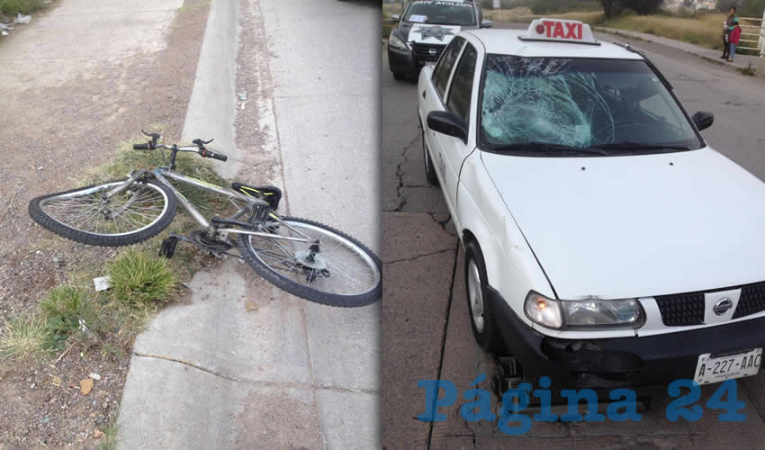 La bicicleta que manejaba Miguel &Aacute;ngel y el veh&iacute;culo de alquiler
