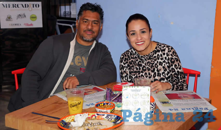 En el restaurante Mercadito Gastronómico Colón compartieron el pan y la sal José Juan Flores Miranda y Ana Karen Amézquita Carreón