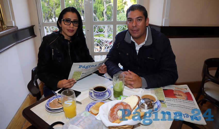 En Sanborns Francia desayunaron Mónica Cortés Belmont e Israel Martínez Ávila
