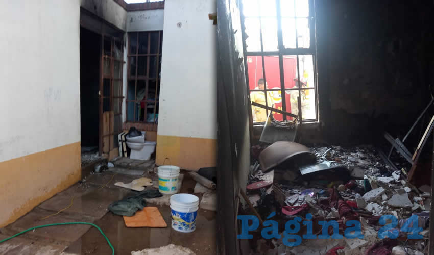La vivienda siniestrada y parte de los daños provocados