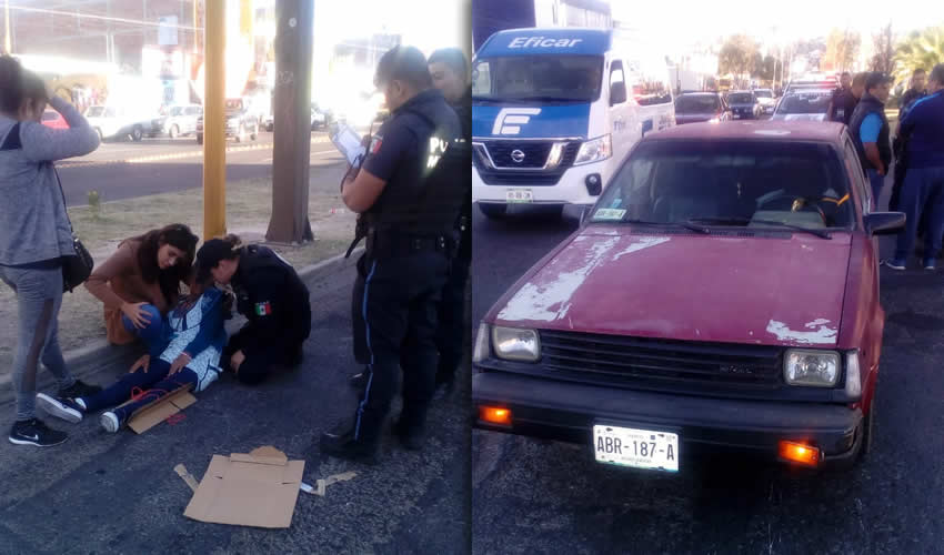 Anabel “N” “N”, de 55 años de edad, sufrió una fractura de pierna, al ser embestida por el carro Nissan Tsuru