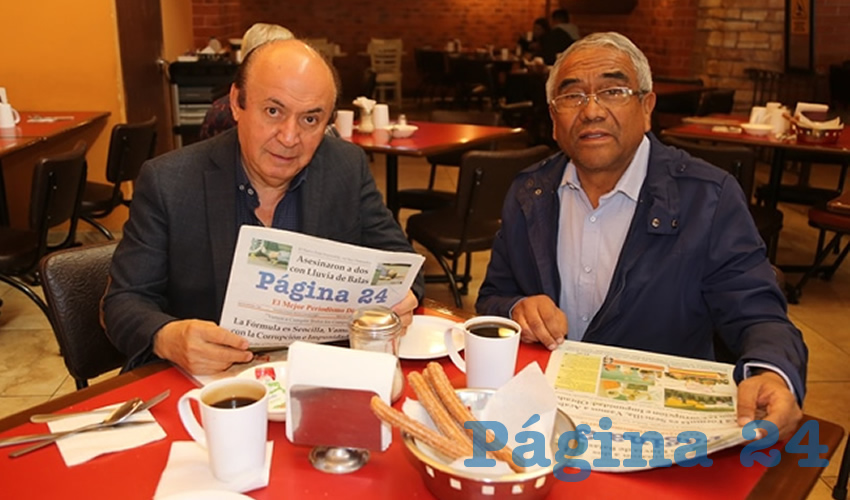 En Las Antorchas almorzaron H&eacute;ctor Grijalva Tamayo y Ram&oacute;n Jim&eacute;nez Pe&ntilde;aloza, presidente del DIF municipal
