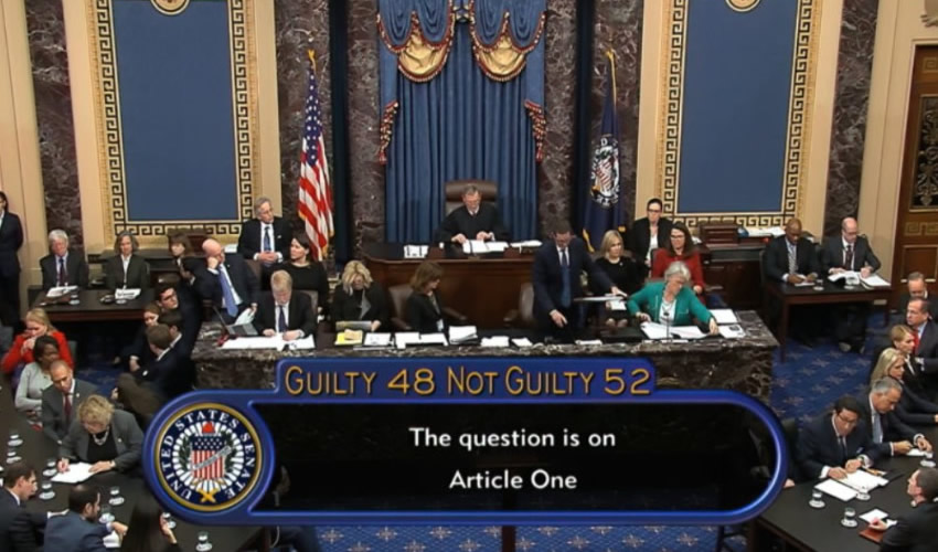 Captura del canal del Congreso estadounidense en el que se ve la votación en el primer artículo de juicio político contra Donald Trump (Foto: Cortesía/CSPAN)