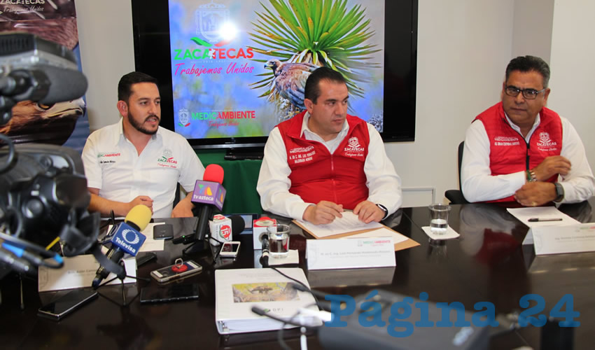 En conferencia de prensa, autoridades de la Secretaría de Agua y Medio Ambiente (SAMA) presentaron el estudio técnico justificativo con el que pretenden declarar Área Natural Protegida al municipio de Monte Escobedo, parte de Tepetongo, Susticacán, Valparaíso y Jerez (Foto Rocío Castro Alvarado)