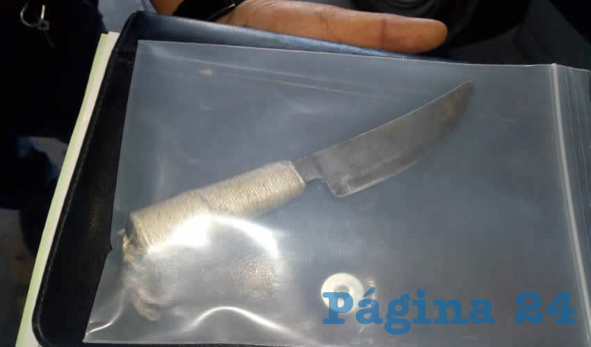 El feminicida, de 17 años de edad, utilizó este cuchillo para matar a la joven de 16 años