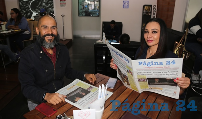 En Café Punta del Cielo departieron Luigi Rivera, reportero; y Citlalli Rodríguez González, regidora del Ayuntamiento de Aguascalientes