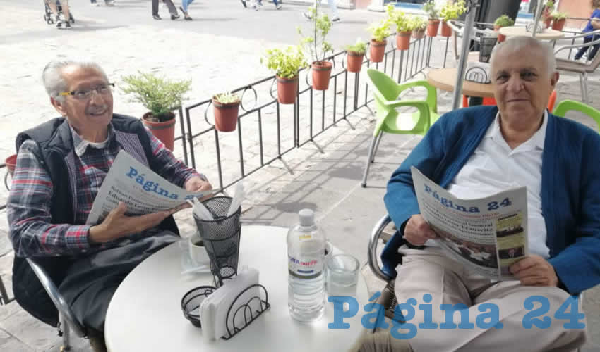 El exdirector de el Sol del Centro, Francisco Gamboa López; y Luis Rivera Gutiérrez charlaron en Café Catedral