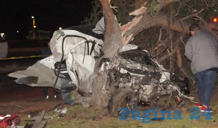 El autom&oacute;vil qued&oacute; totalmente destrozado al colisionar contra un &aacute;rbol