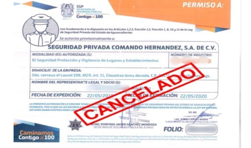 Las personas físicas o morales que reciban servicios de seguridad privada por parte de la empresa sancionada, deberán concluir las relaciones contractuales
