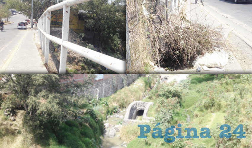 Una banqueta de medio metro y un enorme agujero que da a un barranco en carretera a Saltillo. El riesgo es inminente para miles de personas – incluidas madres que caminan con sus hijos a la escuela– quienes deben sortear a diario la trampa mortal, bajando al arroyo vehicular/Fotos: Rafael Hernández Guízar
