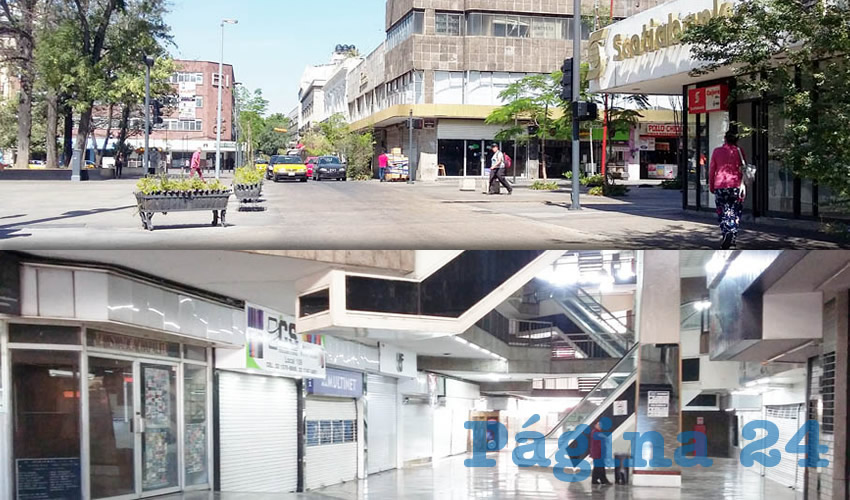 La calle Corona, que ordinariamente pulula de personas, luce desierta debido a las medidas de aislamiento social para evitar la propagación del coronavirus; las cosas no lucen diferente al interior del mercado Corona, donde no se ve un alma y casi todas las cortinas están abajo/Fotos: Francisco Tapia