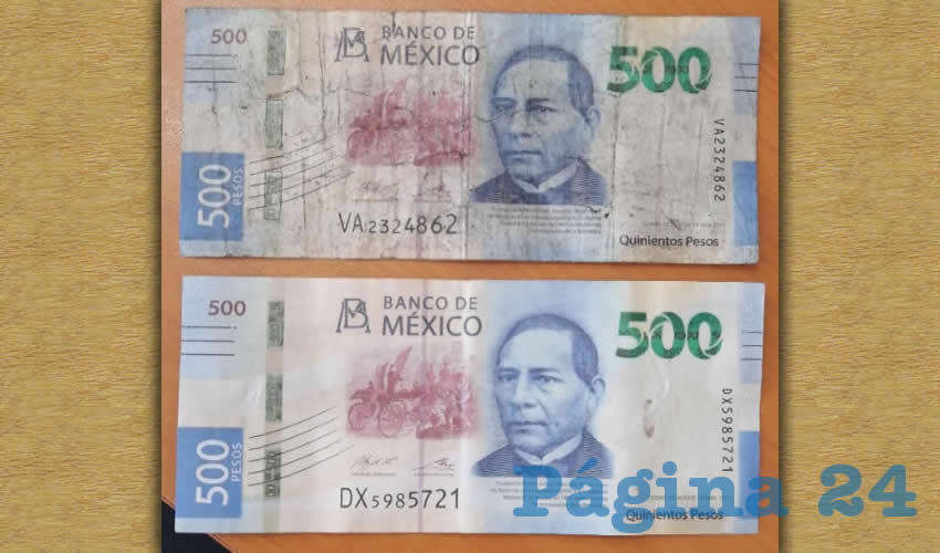 Los billetes ap&oacute;crifos que portaba Erick &ldquo;N&rdquo; &ldquo;N&rdquo;, de 37 a&ntilde;os de edad
