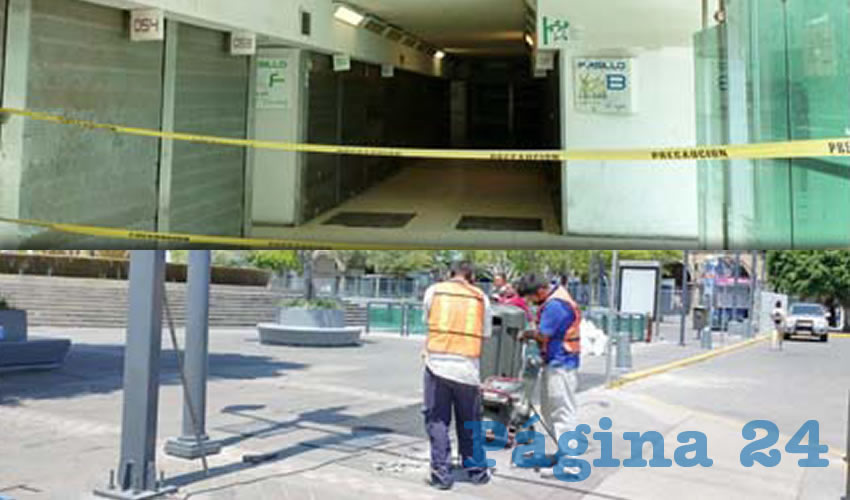 La degradación en la parte subterránea es evidente. El Ayuntamiento de Guadalajara inició con la remodelación de Plaza Guadalajara y Plaza Universidad; los comerciantes de la zona sólo esperan que las obras no tarden, para no afectar más los de por sí ya “golpeados” negocios/Fotos: Francisco Tapia