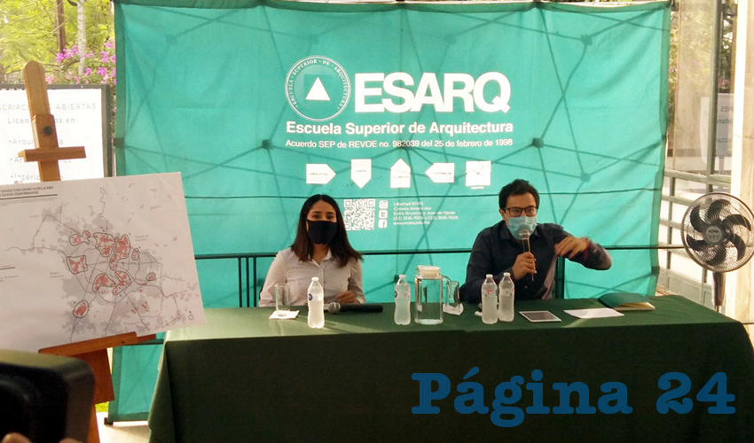En conferencia de prensa, la agrupación Estudio 3.14 dio a conocer el análisis urbano y geoestadístico en torno al comportamiento de casos por coronavirus en la ciudad, y pusieron a disposición de la ciudadanía los datos sobre las colonias con casos/Foto: Cortesía