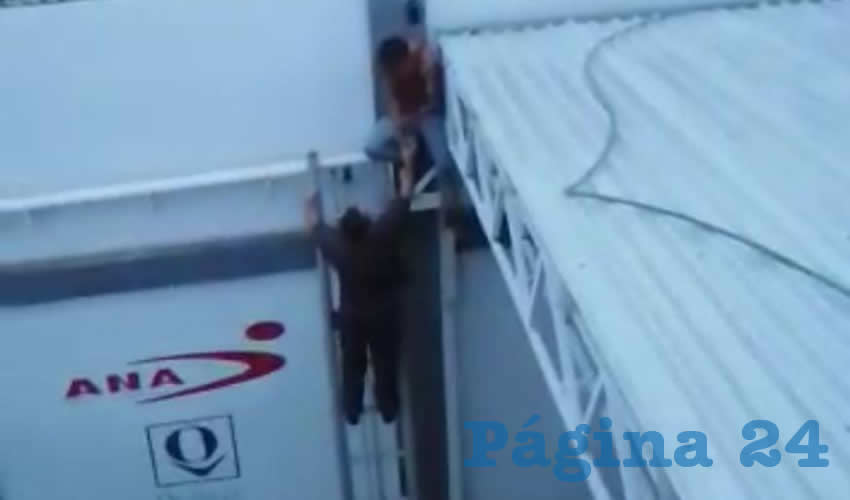 Desde este techo situado en patio de la empresa Parabrisas y Cristales Cruz, intentó lanzarse Heriberto “N” “N”, de 25 años