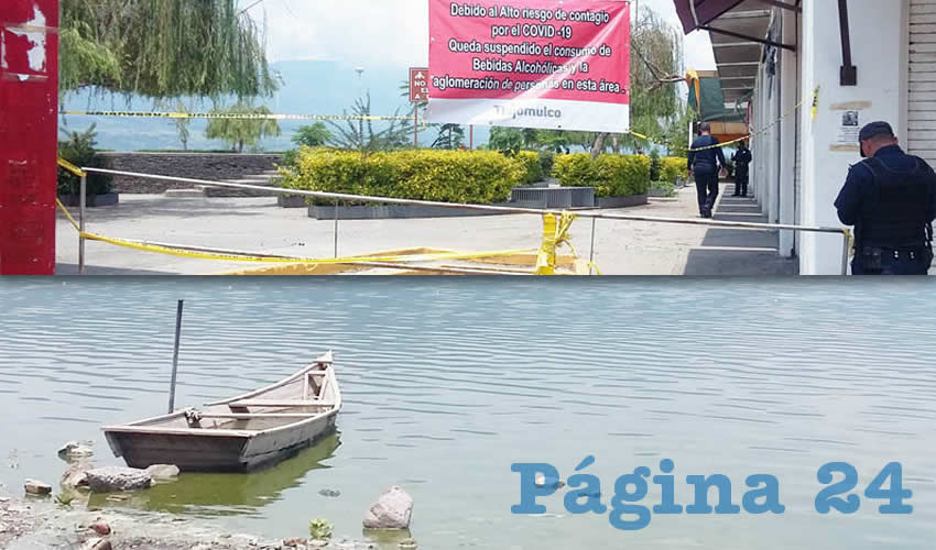 Al no haber gente ni permiso del ayuntamiento o del gobierno estatal, la gente ya no pasea en lancha por la laguna, ni acude a comer o a visitar el pueblo de Cajititlán; si el aislamiento fue un duro golpe, el cierre total planteado por Alfaro nos llevará a la ruina, lamentaron comerciantes del lugar/Fotos: Francisco Tapia