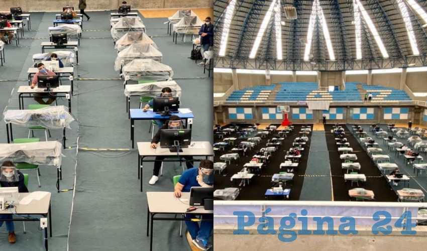Bajo estrictas medidas de sanidad dio inicio el proceso de exámenes de nuevo ingreso al nivel superior en la Benemérita Universidad Autónoma de Zacatecas (BUAZ), teniendo como sede el Auditorio del Campus UAZ Siglo XXI (Foto Cortesía)