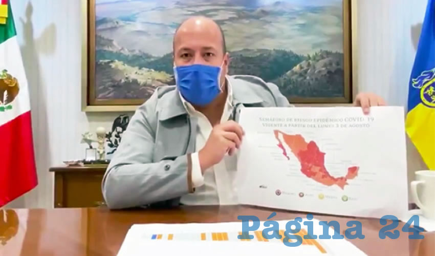 “Nos parece inadmisible que por cuestiones de carácter político y por las ocurrencias del subsecretario quieran detener la economía de nuestro estado”, dijo el gobernador que amaga a los jaliscienses con su botón de emergencia, y que no es bueno para dar transporte público digno y horarios escalonados de trabajo, entre otras medidas contra la pandemia/Foto: Captura de Video