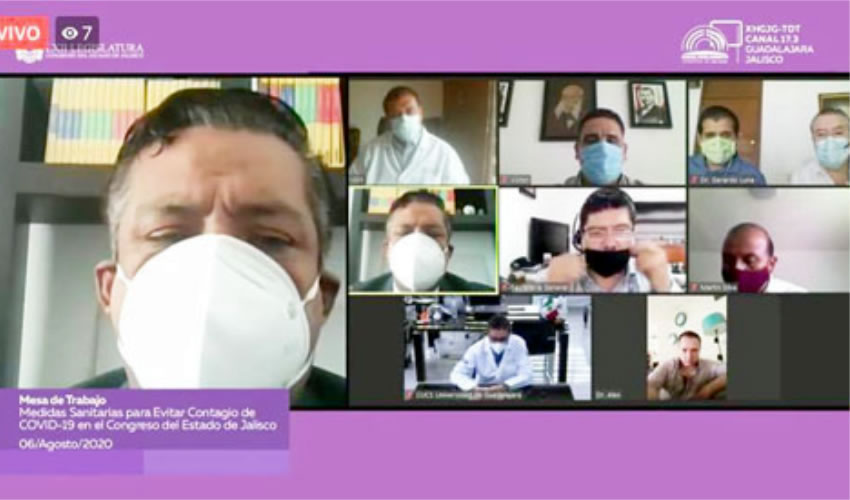 Ayer en sesión virtual, diputados locales, expertos en salud y encargados de la vigilancia del recinto legislativo se reunieron para dialogar sobre la forma en que evitarán más contagios de COVID-19/Foto: Captura de Video