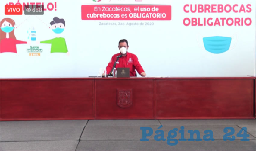 Alejandro Tello Cristerna, se dirigió a la ciudadanía mediante una conferencia virtual para dar a conocer las cifras oficiales de la situación en la que se encuentra la entidad respecto a la contingencia sanitaria causada por COVID-19 (Foto: Cortesía)