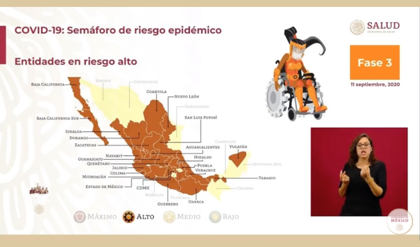 Ningún estado permanece en rojo al actualizarse el semáforo de riesgo epidémico (Foto: Cortesía/YouTube Gobierno de México)