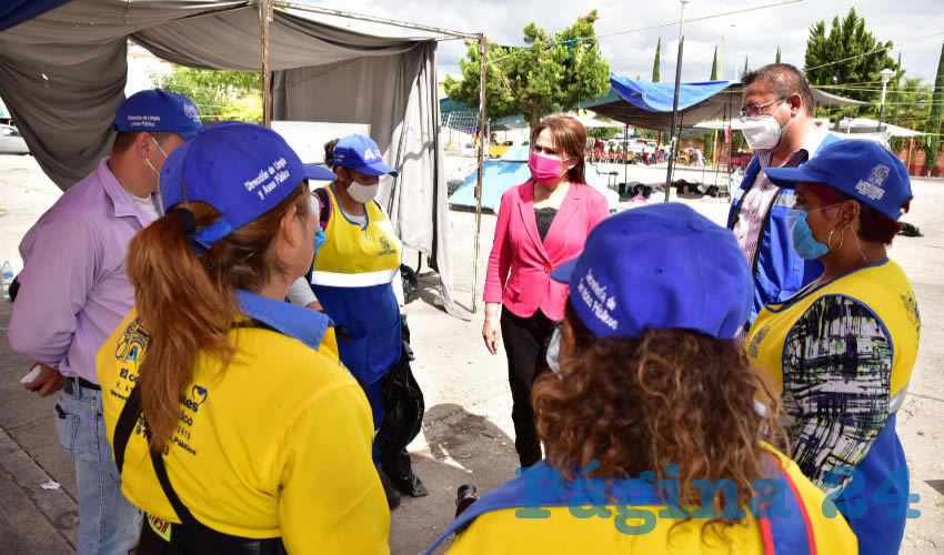 Miriam Rodr&iacute;guez Tiscare&ntilde;o se reuni&oacute; con los trabajadores designados al tianguis de San Felipe, para enfatizar las recomendaciones de cuidados sanitarios