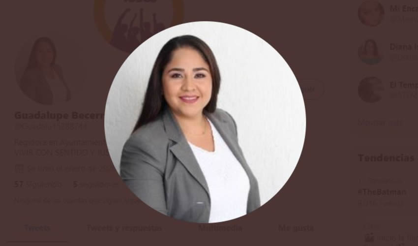 María Guadalupe Becerra Barragán, regidora independiente de Cihuatlán. Foto: Twitter @Guadalu15288744