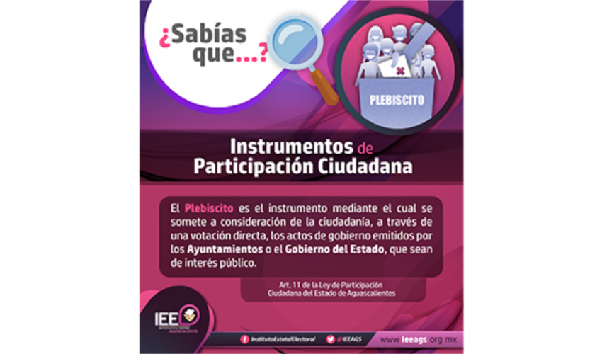 El plebiscito es un instrumento para someter a consideraci&oacute;n de la ciudadan&iacute;a, mediante votaci&oacute;n, actos concretos de gobierno