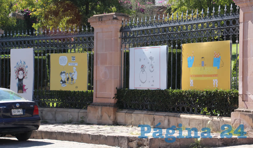 Sobre las rejas perimetrales del Museo Francisco Goitia fue instalada la exposición “Las niñas y los niños tienen derecho a tener derecho” en la que participan 29 artistas de América y el Caribe, el cual permanecerá en exhibición hasta el mes de enero (Foto: Rocío Castro Alvarado)