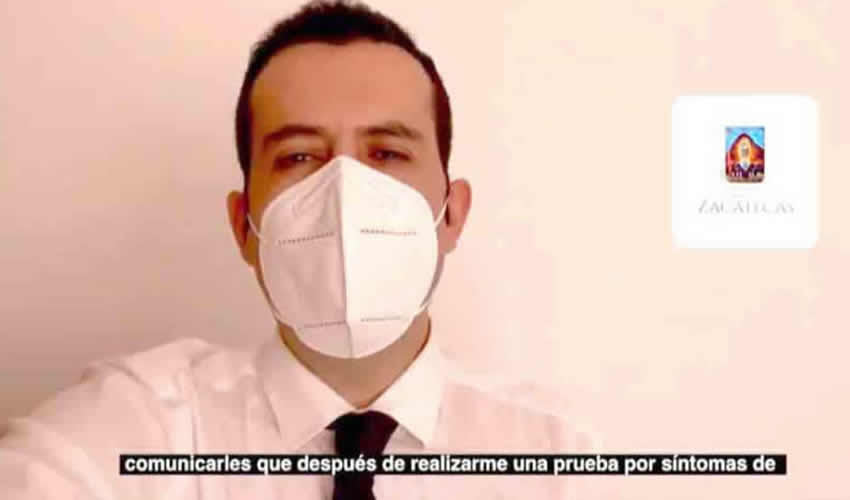 Ulises Mejía Haro, presidente municipal de Zacatecas, anunció que tras presentar síntomas de COVID-19, se realizó una prueba y salió positiva, por lo cual se mantendrá en aislamiento dando seguimiento a las recomendaciones médicas para su recuperación (Foto Cortesía)