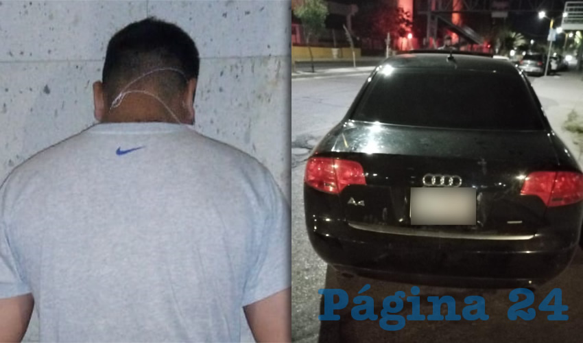 El delincuente V&iacute;ctor Rafael &ldquo;N&rdquo; &ldquo;N&rdquo;, de 30 a&ntilde;os de edad, quien llevaba contra su voluntad a una f&eacute;mina en este auto Audi A4
