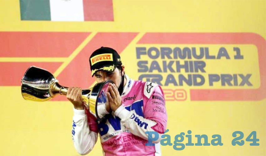Sergio ‘Checo’ Pérez se repuso del último lugar y logró ganar el Gran Premio de Sakhir de la Fórmula, por lo que se convirtió en el segundo mexicano en obtener una victoria en la Fórmula 1/Foto: Cortesía