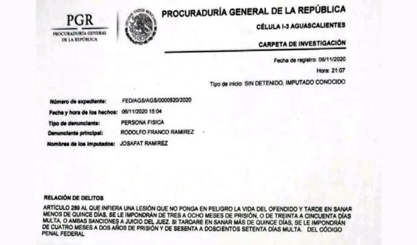 Demanda Penal de Rodolfo Franco en contra del Capitán Josafat Ramírez* ...exige cárcel y multa contra el militar...