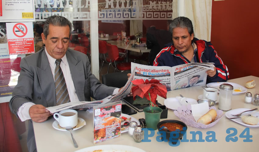 Ernesto D&iacute;az Cardona y Antonio Gloria Am&eacute;zquita desayunaron en el restaurante Mitla