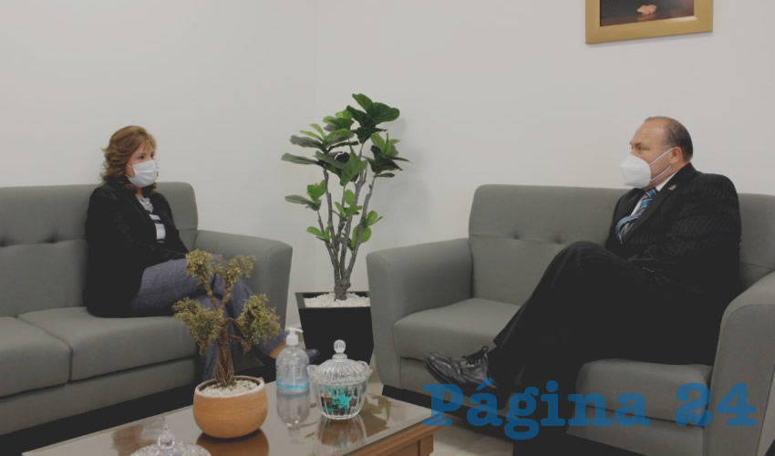Rogelio Estrada Pacheco, coordinador de la CNDH, realizó una visita de cortesía a la magistrada presidenta del Supremo Tribunal de Justicia, Gabriela Espinosa Castorena