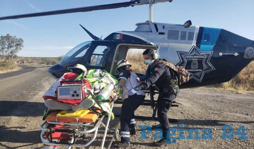 Juana Estefanía “N” “N”, de 22 años, fue trasladada en helicóptero para recibir atención en el Hospital Hidalgo