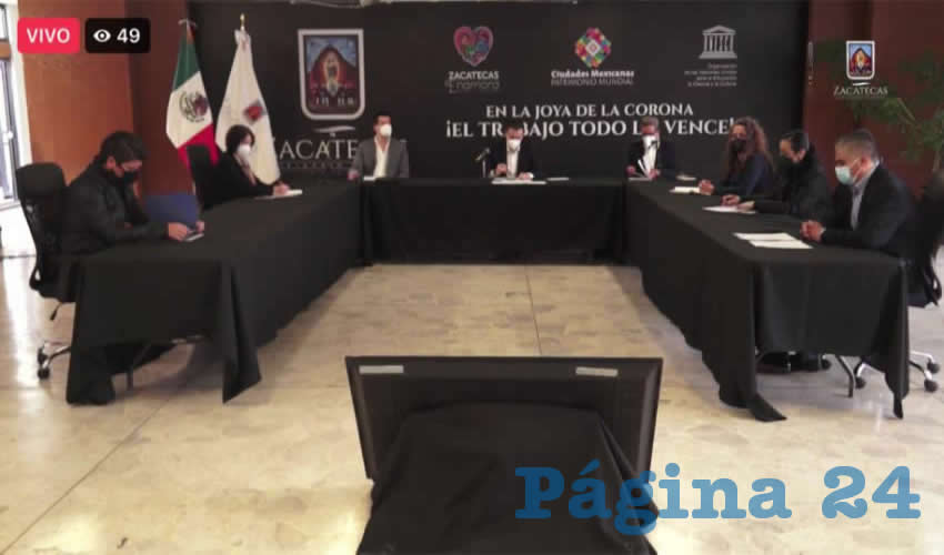 Autoridades del ayuntamiento capitalino, representantes de las cámaras empresariales del estado y de la Secretaría de Salud de Zacatecas (SSZ), presentaron la campaña denominada “Juntos cuidamos nuestro trabajo” (Foto: Cortesía)