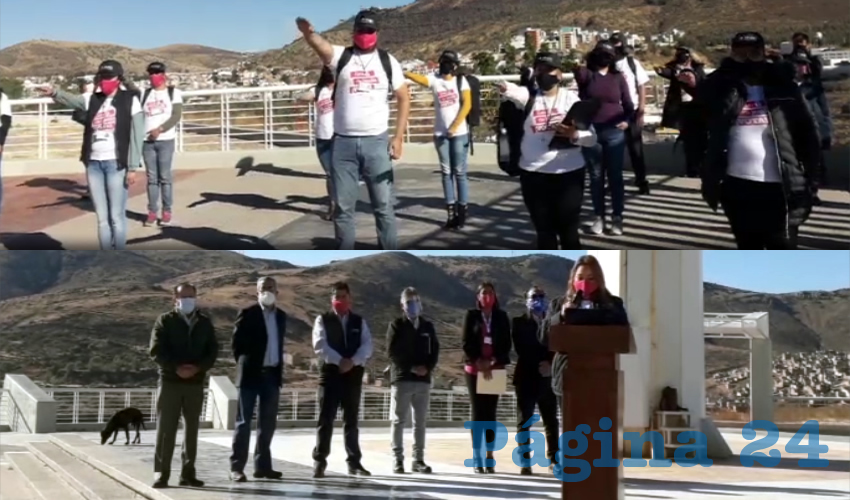 En un evento virtual que tuvo como sede el Asta Bandera Monumental del Cerro de las Bolsas, el Instituto Nacional Electoral (INE) y Electoral del Estado de Zacatecas (IEEZ) dieron inicio a las notificaciones a quienes quedaron seleccionados para participar como funcionarios de casilla en la jornada electoral del próximo 6 de junio (Fotos: Cortesía)