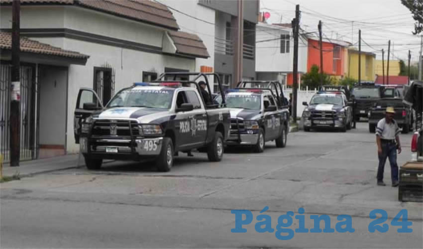 Policía estatal en el fraccionamiento Abel Dávila García